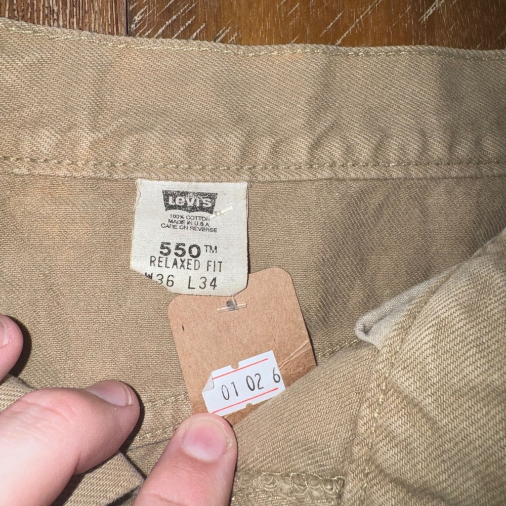 Levi's 550 Relaxed Fit Pants Mens 36x34 Tan Good Vintage Made in USA Tapered - Picture 4 of 7